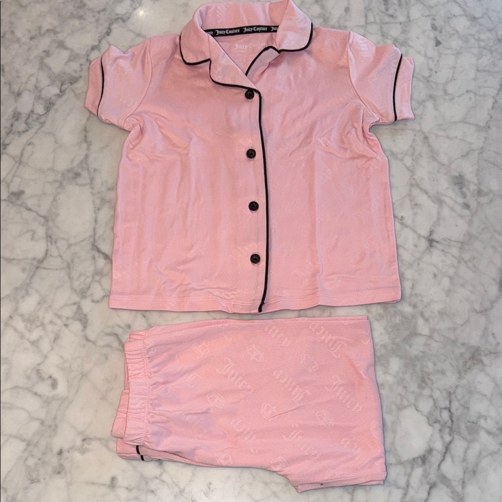 Juicy Couture Pink Pajama Set with Black Accents 4T